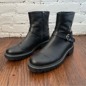 Aquatalia Black leather moto boots, size 8